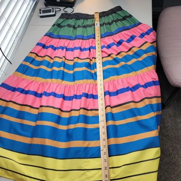 STAUD Skirt Sz 10 Formentera Stripe Sea Midi Cotton Striped Summer - Picture 7 of 17